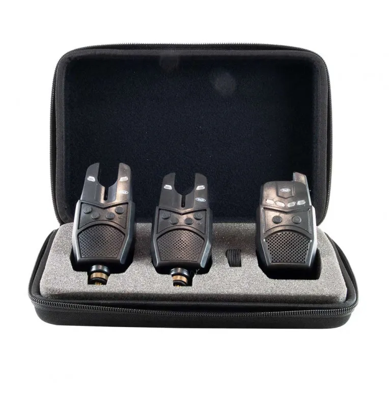 York Funkbissanzeiger Set 2+1 mit Case Bite Alarm Carp-Bissanzeiger & Bobbins-JJ-Fishing