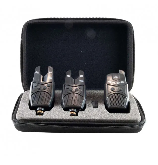 York Funkbissanzeiger Set 2+1 mit Case Bite Alarm Carp-Bissanzeiger & Bobbins-JJ-Fishing