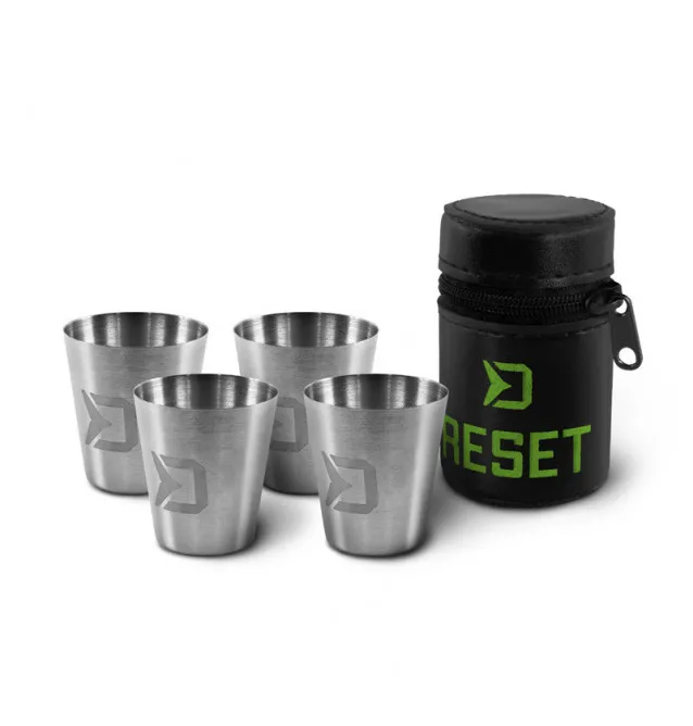 Delphin Reset Edelstahlbecher Set 4x 30ml Stainless Steel Cups mit Transporttasche-Outdoor Cooking-JJ-Fishing