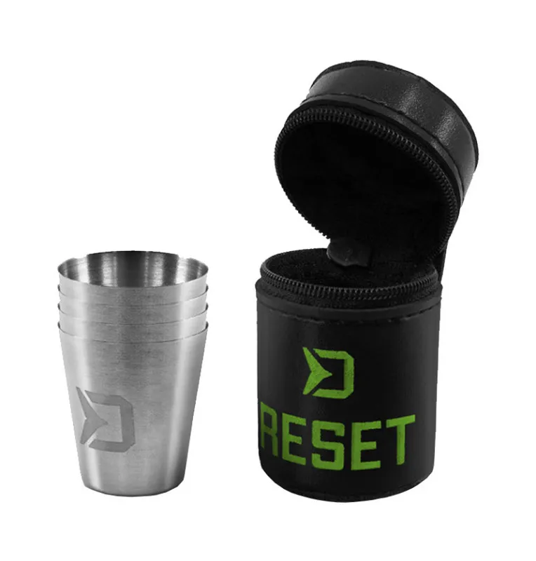 Delphin Reset Edelstahlbecher Set 4x 30ml Stainless Steel Cups mit Transporttasche-Outdoor Cooking-JJ-Fishing