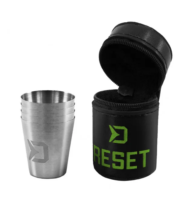 Delphin Reset Edelstahlbecher Set 4x 30ml Stainless Steel Cups mit Transporttasche-Outdoor Cooking-JJ-Fishing