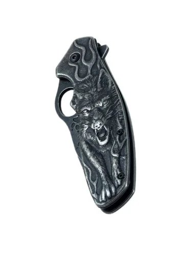 Anglo Arms Lock Knife with 3D Wolf Design-Messer-JJ-Fishing