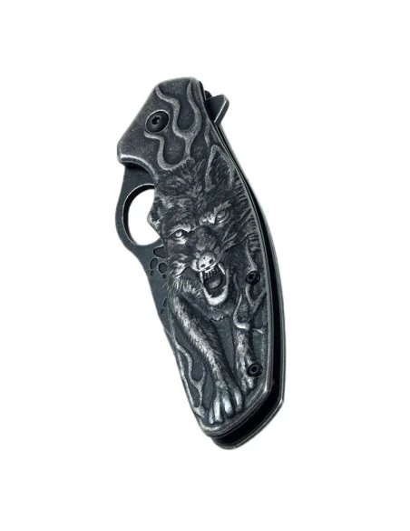 Anglo Arms Lock Knife with 3D Wolf Design-Messer-JJ-Fishing