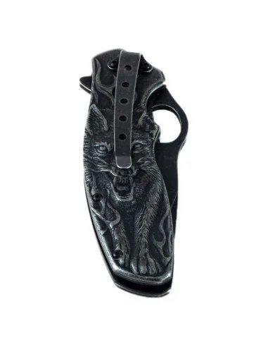 Anglo Arms Lock Knife with 3D Wolf Design-Messer-JJ-Fishing