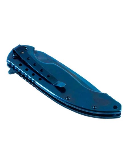 Anglo Arms Lock Knife with Blue Titanium Finish and Imitaion Damascus Blade (521)-Messer-JJ-Fishing