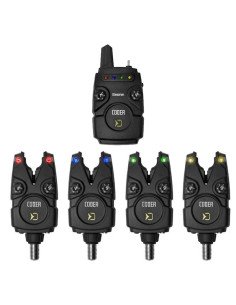 Delphin CODER 4+1 Bissanzeiger Set Multi Color Bite Alarm im Transportkoffer-Bite Alarms & Bobbins-JJ-Fishing