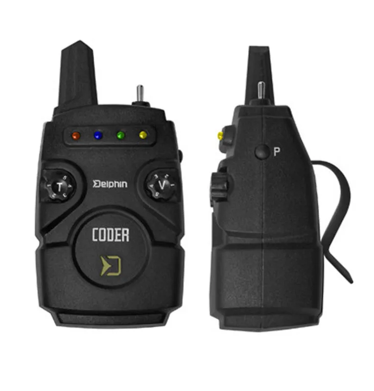 Delphin Coder 4+1 Funk-Bissanzeiger Set inklusive Transportkoffer Multi Color Bite Alarm-Bissanzeiger & Bobbins-JJ-Fishing