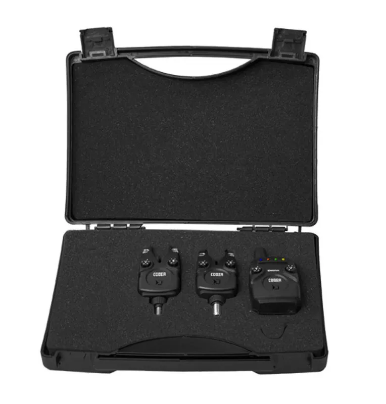Delphin Coder 4+1 Funk-Bissanzeiger Set inklusive Transportkoffer Multi Color Bite Alarm-Bissanzeiger & Bobbins-JJ-Fishing
