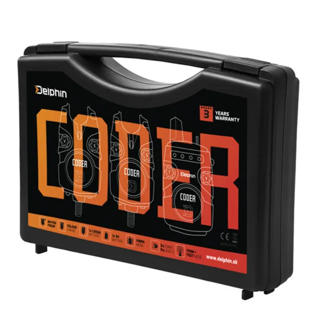 Delphin Coder 4+1 Funk-Bissanzeiger Set inklusive Transportkoffer Multi Color Bite Alarm-Bissanzeiger & Bobbins-JJ-Fishing