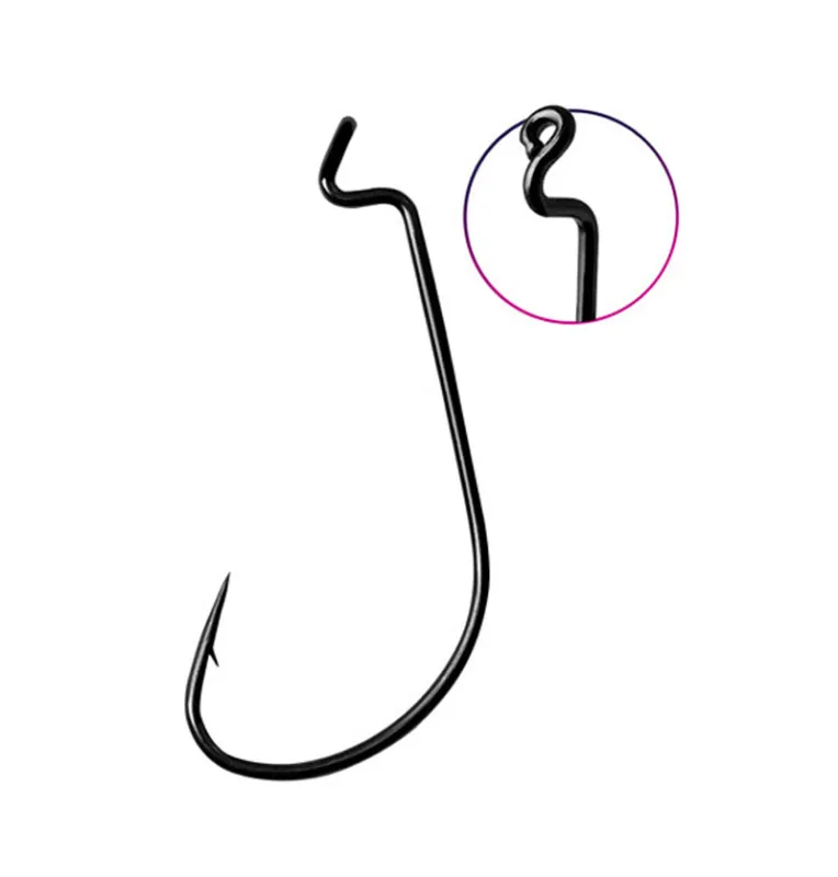 Delphin bomb! D-Shot Offs Worm 5pcs Size 2 Offset Fish Hooks-Hook & Co-JJ-Fishing