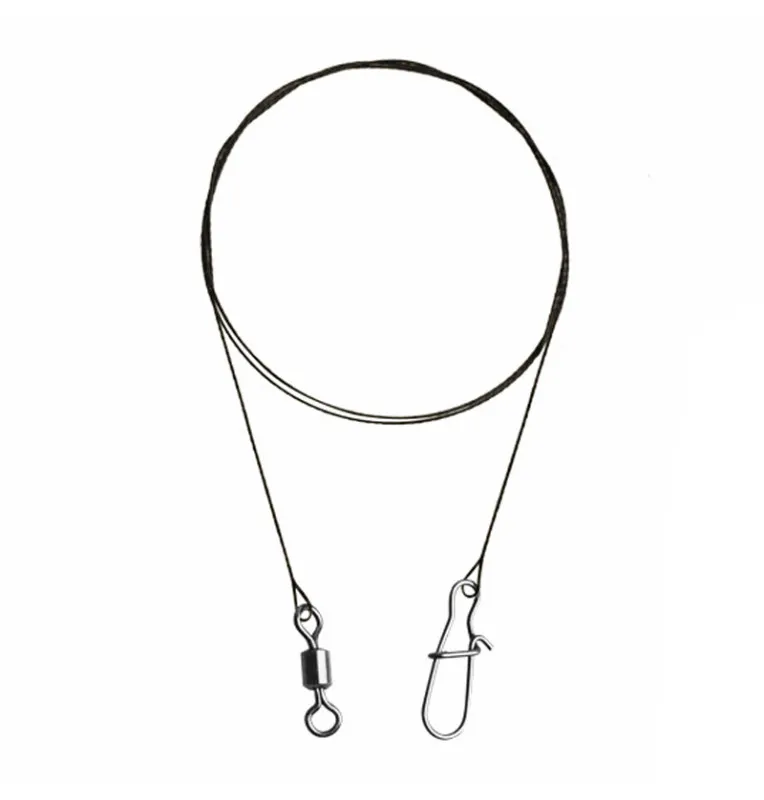 Delphin bomb! Tungsten leader with swirl and carabiner 2 pieces 15cm 5kg-Leader material & mounting accessories-JJ-Fishing