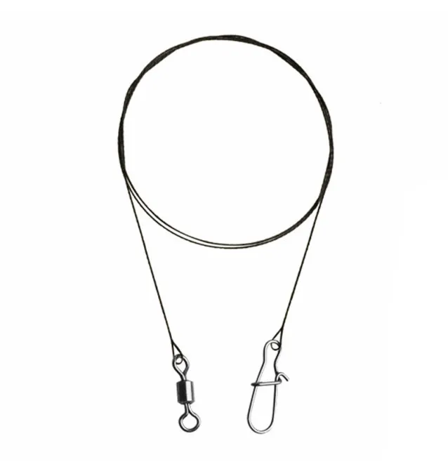 Delphin bomb! Tungsten leader with swirl and carabiner 2 pieces 15cm 5kg-Leader material & mounting accessories-JJ-Fishing