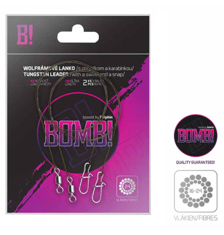 Delphin bomb! Tungsten leader with swirl and carabiner 2 pieces 15cm 5kg-Leader material & mounting accessories-JJ-Fishing