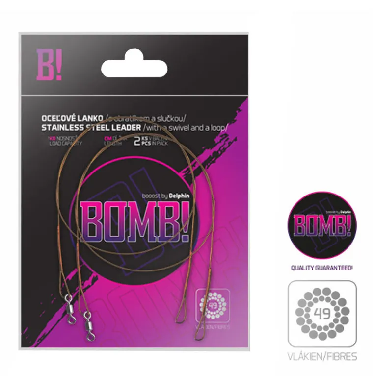 Delphin bomb! Steel leader with swirl and loop 2 pieces length 60cm load capacity 14kg Fan-Leader material & mounting accesso...