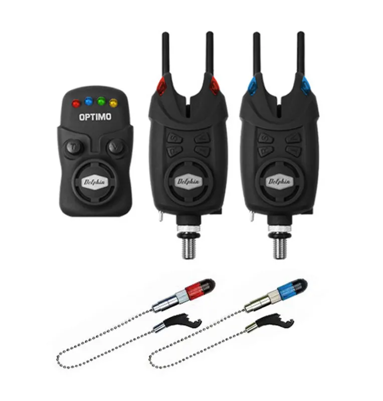 Delphin Optimo 9V 2+2+1 Funkbissanzeiger Komplettset mit Pendelbissanzeiger und Snag Ears Bite Alarm-Bissanzeiger & Bobbins-J...