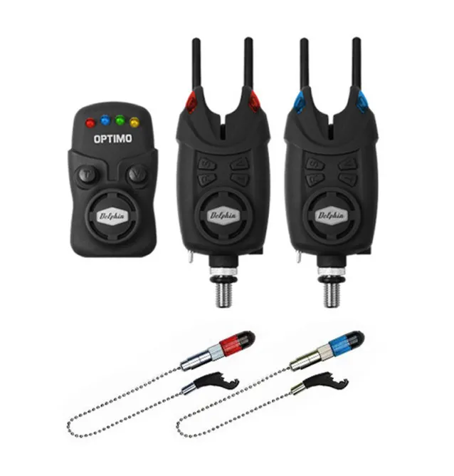 Delphin Optimo 9V 2+2+1 Funkbissanzeiger Komplettset mit Pendelbissanzeiger und Snag Ears Bite Alarm-Bissanzeiger & Bobbins-J...