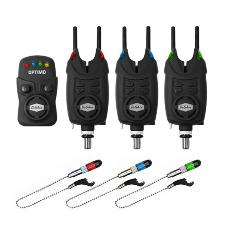 Delphin Optimo 9V 3+3+1 Funkbissanzeiger Komplettset mit Pendelbissanzeiger und Snag Ears Bite Alarm-Bissanzeiger & Bobbins-J...