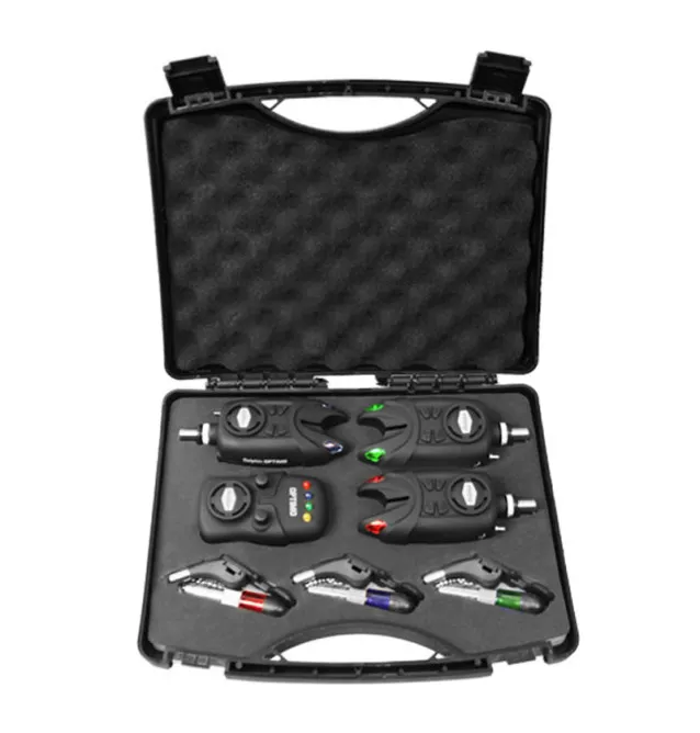 Delphin Optimo 9V 3+3+1 Funkbissanzeiger Komplettset mit Pendelbissanzeiger und Snag Ears Bite Alarm-Bissanzeiger & Bobbins-J...