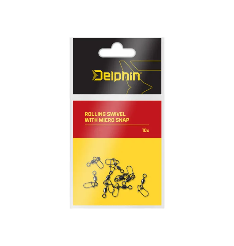 Delphin Rolling Swivel with Micro Snap 10pcs Size 12 Carabiner Vertebrae-Swivels-JJ-Fishing