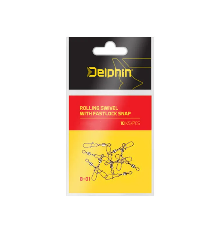 Delphin Rolling Swivel with Fastlock Snap B-01 Size 14 Carabiner Vertebrae-Swivels-JJ-Fishing