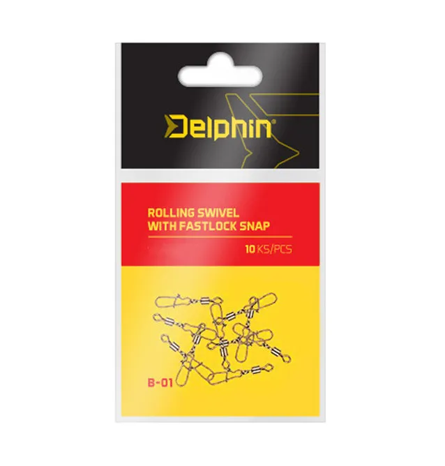 Delphin Rolling Swivel with Fastlock Snap B-01 Größe 14 Karabiner Wirbel-Swivels-JJ-Fishing
