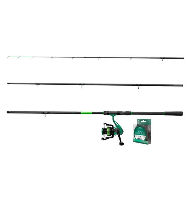 Delphin GreenFeed Premium Feeder Set mit Rute 330cm Rolle und Angelschnur Geschenk Set-Feeder- & Method Feeder Ruten-JJ-Fishing
