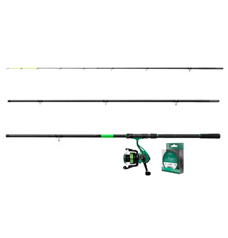 Delphin GreenFeed Premium Feeder Set mit Rute 360cm Rolle und Angelschnur Geschenk Set-Feeder- & Method Feeder Ruten-JJ-Fishing