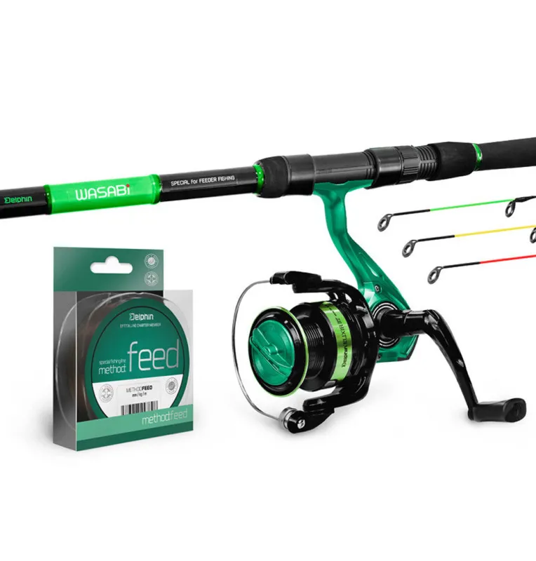 Delphin GreenFeed Premium Feeder Set mit Rute 360cm Rolle und Angelschnur Geschenk Set-Feeder- & Method Feeder Ruten-JJ-Fishing