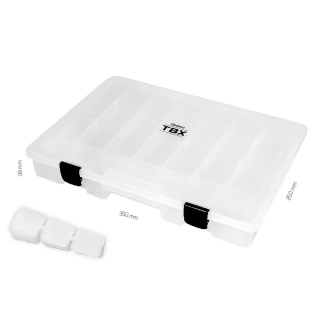 Delphin TBX One Kunstköderbox 350-8P Clip 350x250x38mm Tacklebox Köderbox transparent-Tackle Boxen-JJ-Fishing
