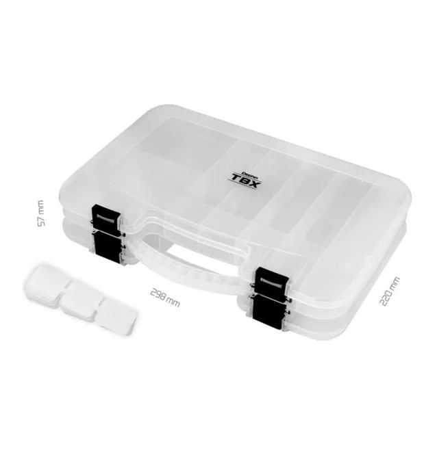 Delphin TBX Duo Kunstköderbox 298-12P Clip 298x220x57mm Tacklebox Köderbox transparent-Tackle Boxen-JJ-Fishing
