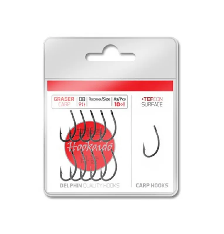 Delphin Hooks HKD Graser Tefcon Hakengröße 8, 10+1 Stück Karpfenhaken-Hook & Co-JJ-Fishing