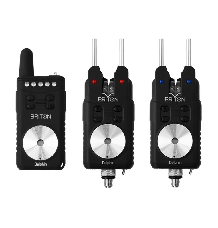 Delphin BRITON 2+1 Bissanzeiger Set 100% Wasserdicht Slim Design Black Edition Transportkoffer-Bite Alarms & Bobbins-JJ-Fishing