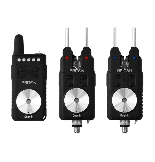 Delphin BRITON 2+1 Bissanzeiger Set 100% Wasserdicht Slim Design Black Edition Transportkoffer-Bite Alarms & Bobbins-JJ-Fishing