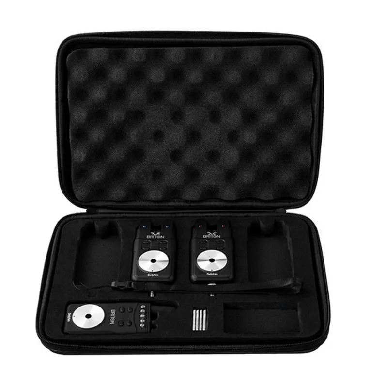 Delphin Briton Bissanzeiger Set 2+1 100% Wasserdicht Slim Design Black Edition Transportkoffer-Bissanzeiger & Bobbins-JJ-Fishing