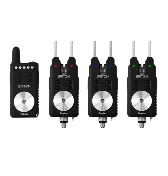 Delphin BRITON 3+1 Bissanzeiger Set 100% Wasserdicht Slim Design Black Edition Transportkoffer-Bite Alarms & Bobbins-JJ-Fishing
