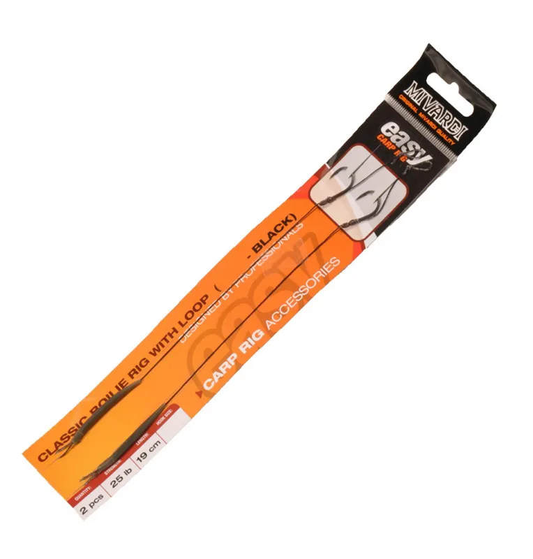Mivardi EASY Classic Nr.4 Boilie Rig Black with Loop 2 Stk. Karpfen Vorfach-Pre-Compartments-JJ-Fishing
