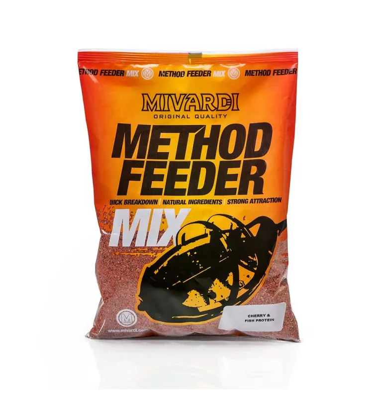 Mivardi Method Feeder Mix 1kg Cherry & Fish Protein - Competition Bait, Wettkampf Köder, Stick Mix-M.F. Groundbait-JJ-Fishing