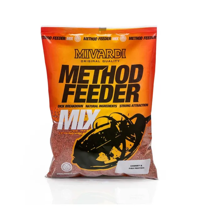 Mivardi Method Feeder Mix 1kg Cherry & Fish Protein - Competition Bait, Wettkampf Köder, Stick Mix-M.F. Groundbait-JJ-Fishing