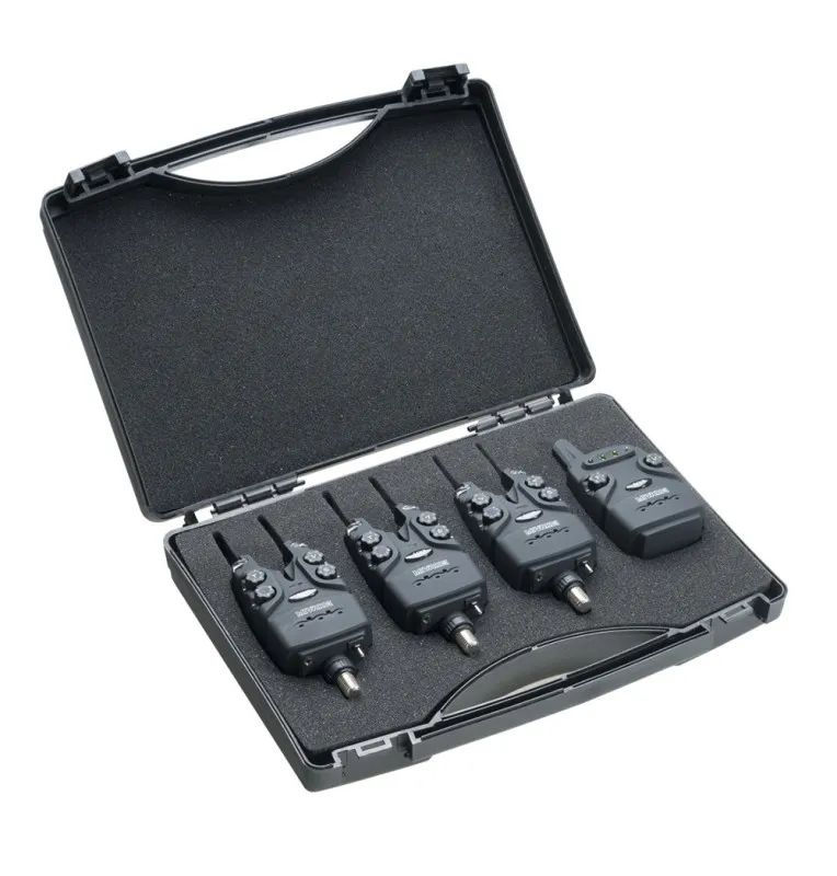 Mivardi MX9 3+1 Funkbissanzeiger Set inklusive Case - Wireless Bitealarm Set, Multicolor LED-Bissanzeiger & Bobbins-JJ-Fishing
