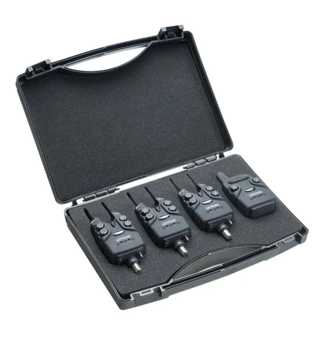 Mivardi MX9 3+1 Funkbissanzeiger Set inklusive Case - Wireless Bitealarm Set, Multicolor LED-Bissanzeiger & Bobbins-JJ-Fishing