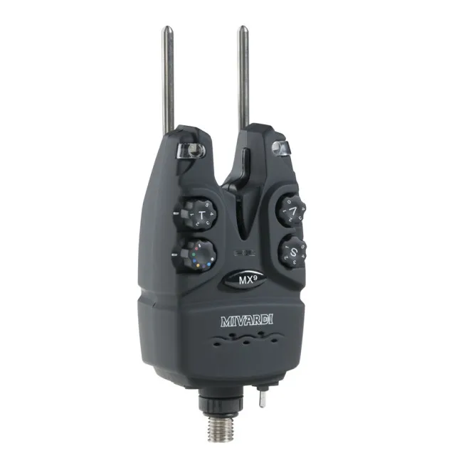 Mivardi MX9 4+1 Funk-Bissanzeiger Set inklusive Case - Wireless Bitealarm Set, Multicolor LED-Bissanzeiger & Bobbins-JJ-Fishing