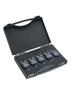 Mivardi MX9 4+1 Funk-Bissanzeiger Set inklusive Case - Wireless Bitealarm Set, Multicolor LED-Bissanzeiger & Bobbins-JJ-Fishing