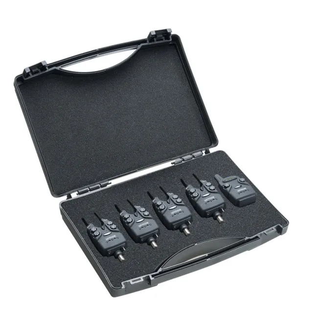 Mivardi MX9 4+1 Funk-Bissanzeiger Set inklusive Case - Wireless Bitealarm Set, Multicolor LED-Bissanzeiger & Bobbins-JJ-Fishing