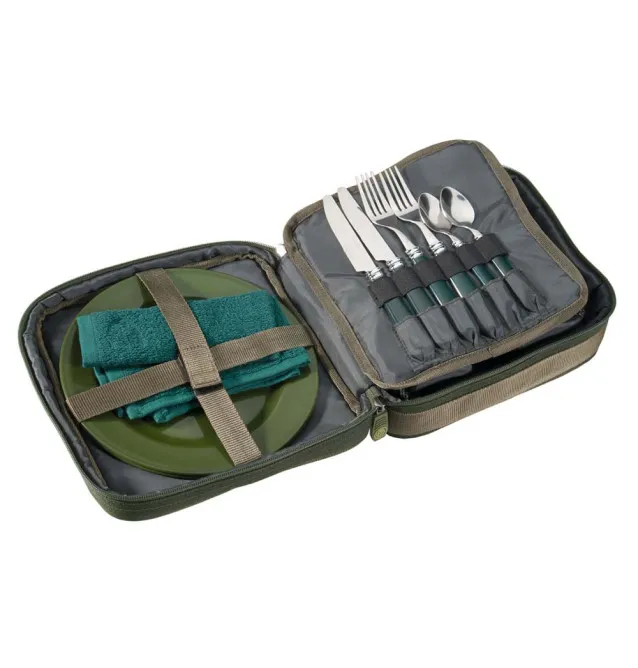 Mivardi Dinning Set Premium für 2 Personen - Geschirrset, Besteckset, mit Transporttasche-Outdoor Cooking-JJ-Fishing