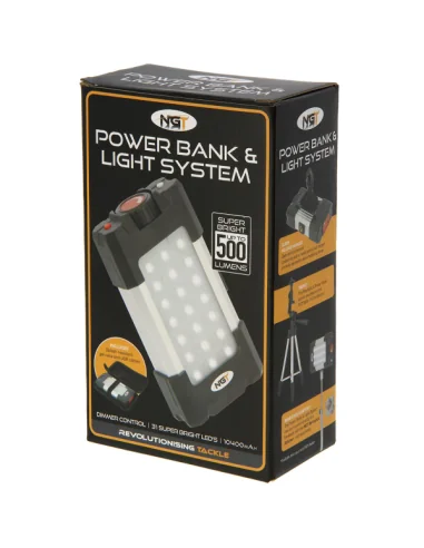 NGT Floodlight & Power Bank System 21 + 6 LED 500 Lumen with USB Rechargable 10400mAh Akku-Zeltlampen-JJ-Fishing