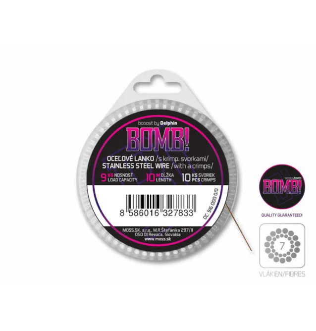 Delphin BOMB! 10m Stahldraht mit Crimps 7 Edelstahlfäden 18kg Stahlvorfächer-Startseite-JJ-Fishing