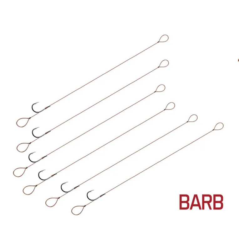 Delphin Proxi Loop Größe 8 Method Feeder Vorfach 6 Stk. 8cm 0,10mm BARBED Geflochten-Endtackle-JJ-Fishing