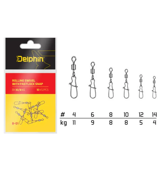 Delphin Rolling Swivel with Fastlock Snap BN/4 Angler Wirbel-Endtackle-JJ-Fishing