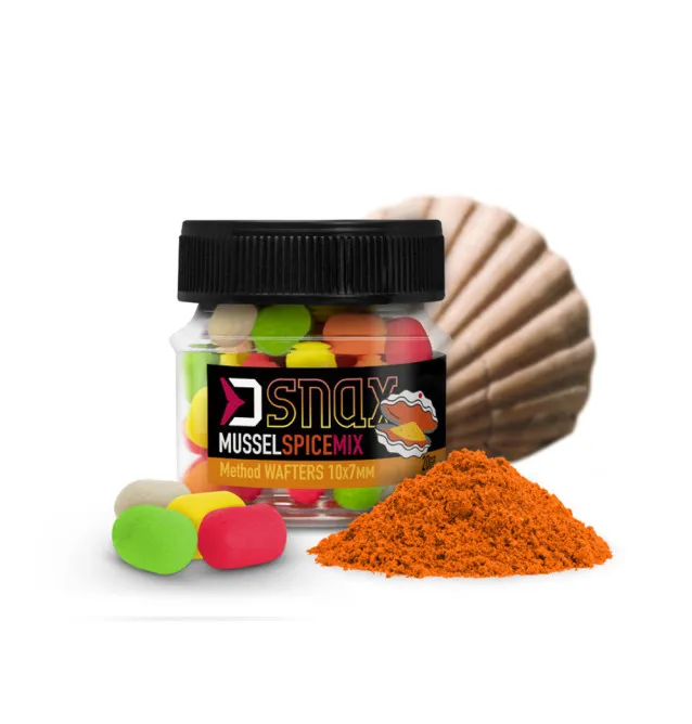 Delphin MIX D SNAX WAFTER Mussel Spice Dumbel 10x7mm 20g Method Feeder Multi Mix Angelköder-M.F. Wafter-JJ-Fishing