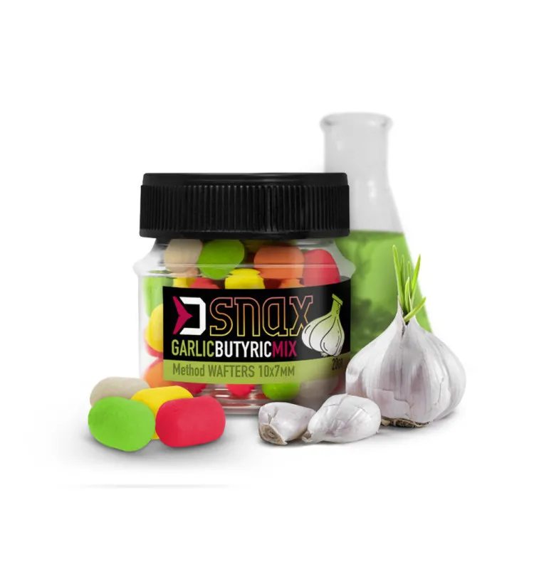 Delphin MIX D SNAX WAFTER Knoblauch - N-Butyric Acid Dumbel 10x7mm 20g Method Feeder Multi Mix Angelköder-Bait-JJ-Fishing